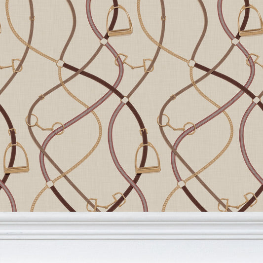 Foxcroft Equestrian Wallpaper in Wheat Berry