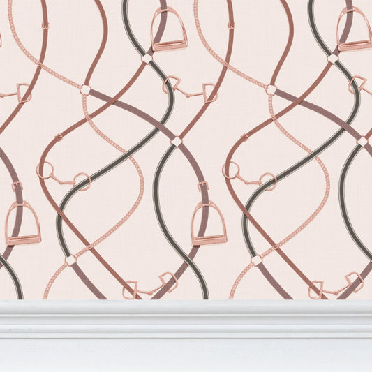 Foxcroft Equestrian Wallpaper in Rose Gold