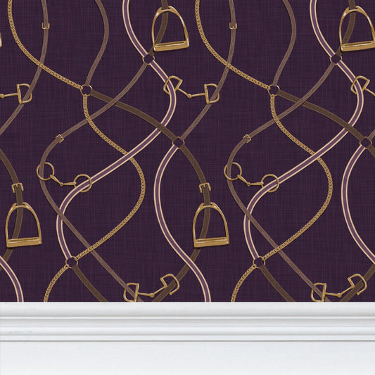 Foxcroft Equestrian Wallpaper in Violet