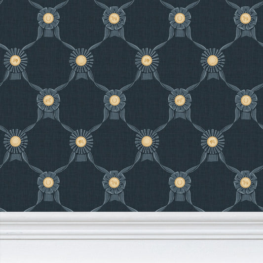 Wallpaper – Rosette Horse Show Ribbons in Dutch Navy