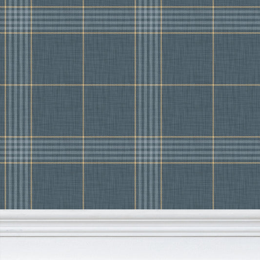 Wallpaper – Hollis Tartan Plaid in Dutch Navy