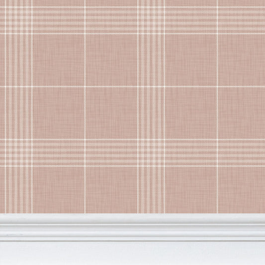 Wallpaper – Hollis Tartan Plaid in Pink Sands
