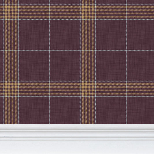 Wallpaper – Hollis Tartan Plaid in Blackberry Wine