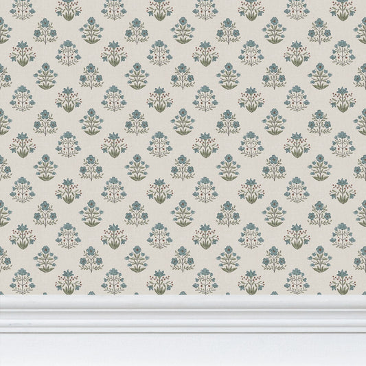 Wallpaper – Maribel Floral in Slate and Olive