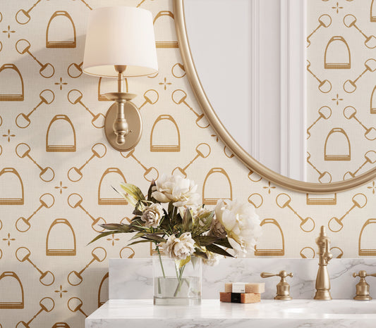 Wallpaper – Jackie Equestrian Gold on Ivory