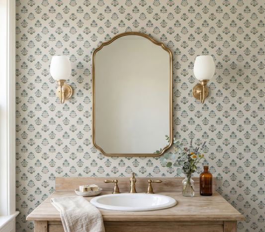 Wallpaper – Maribel Floral in Slate and Olive
