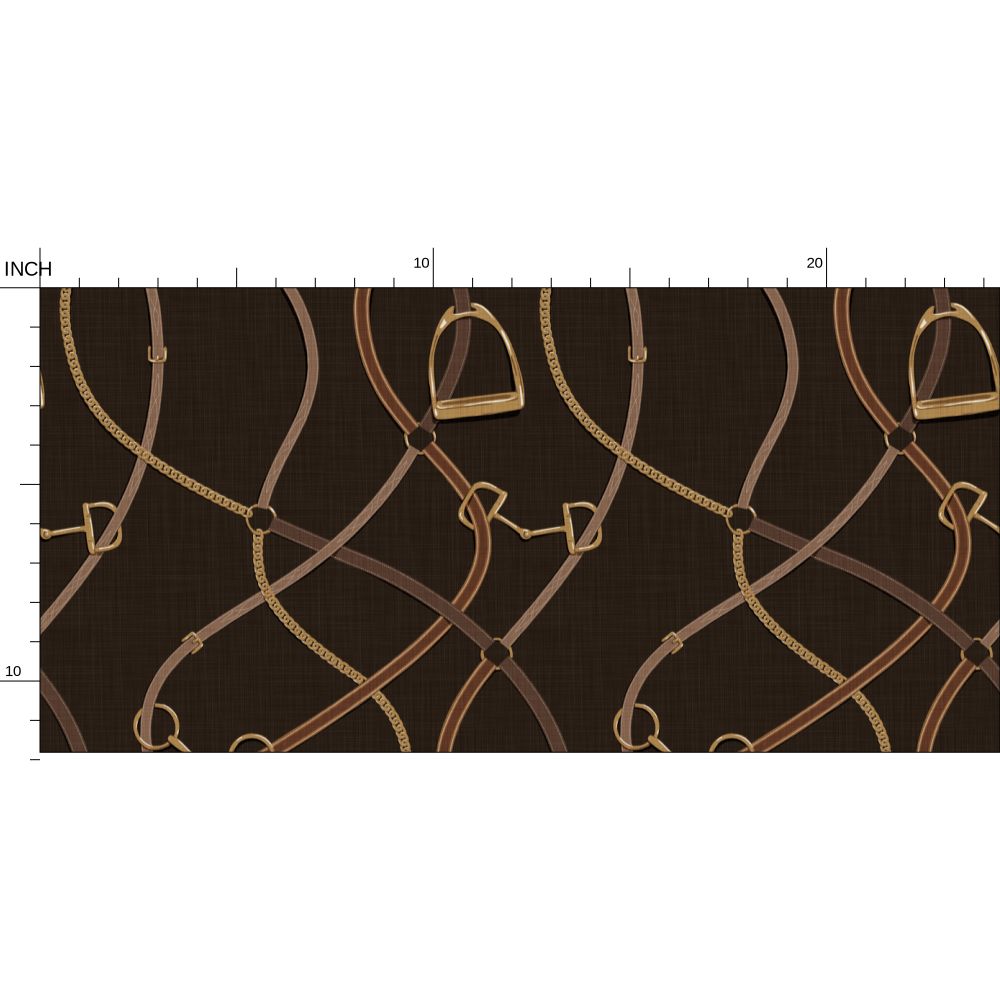 Foxcroft Equestrian Wallpaper in Auburn Brown and Gold