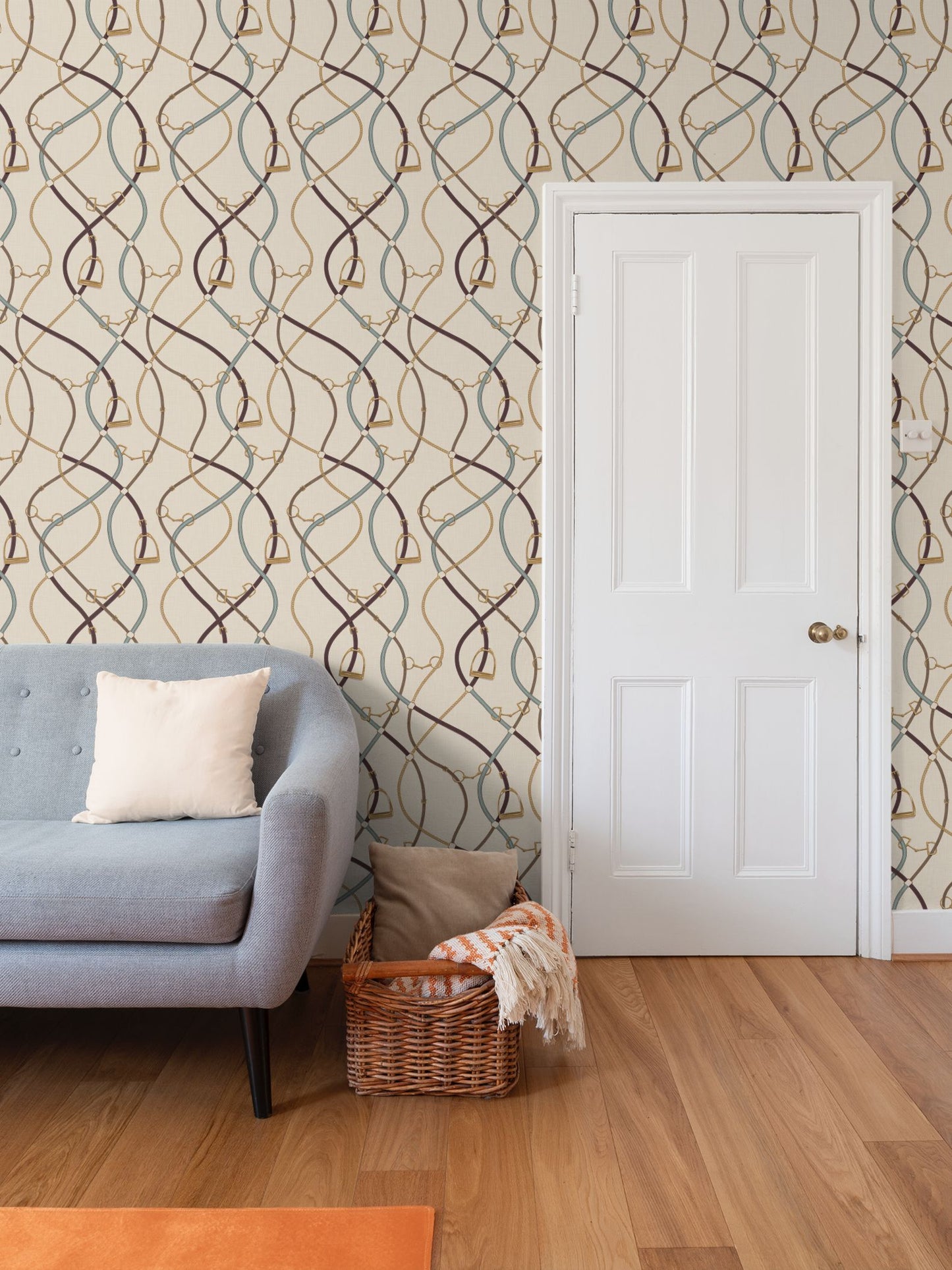Foxcroft Equestrian Wallpaper in Brass and Chestnut