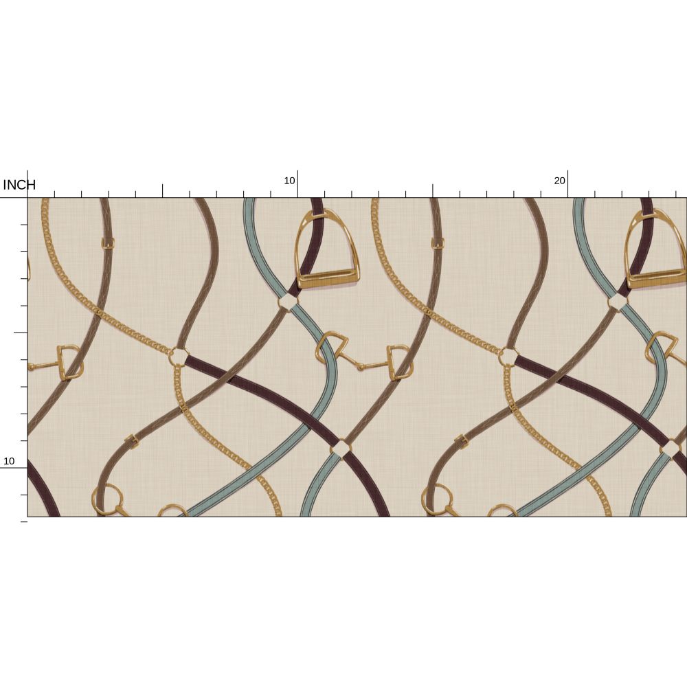Foxcroft Equestrian Wallpaper in Brass and Chestnut