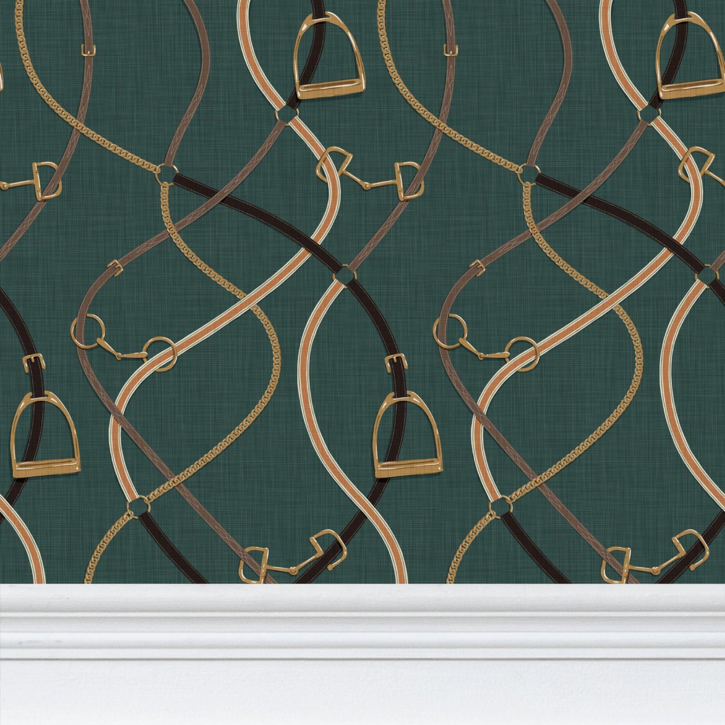 Foxcroft Equestrian Wallpaper in Juniper Green
