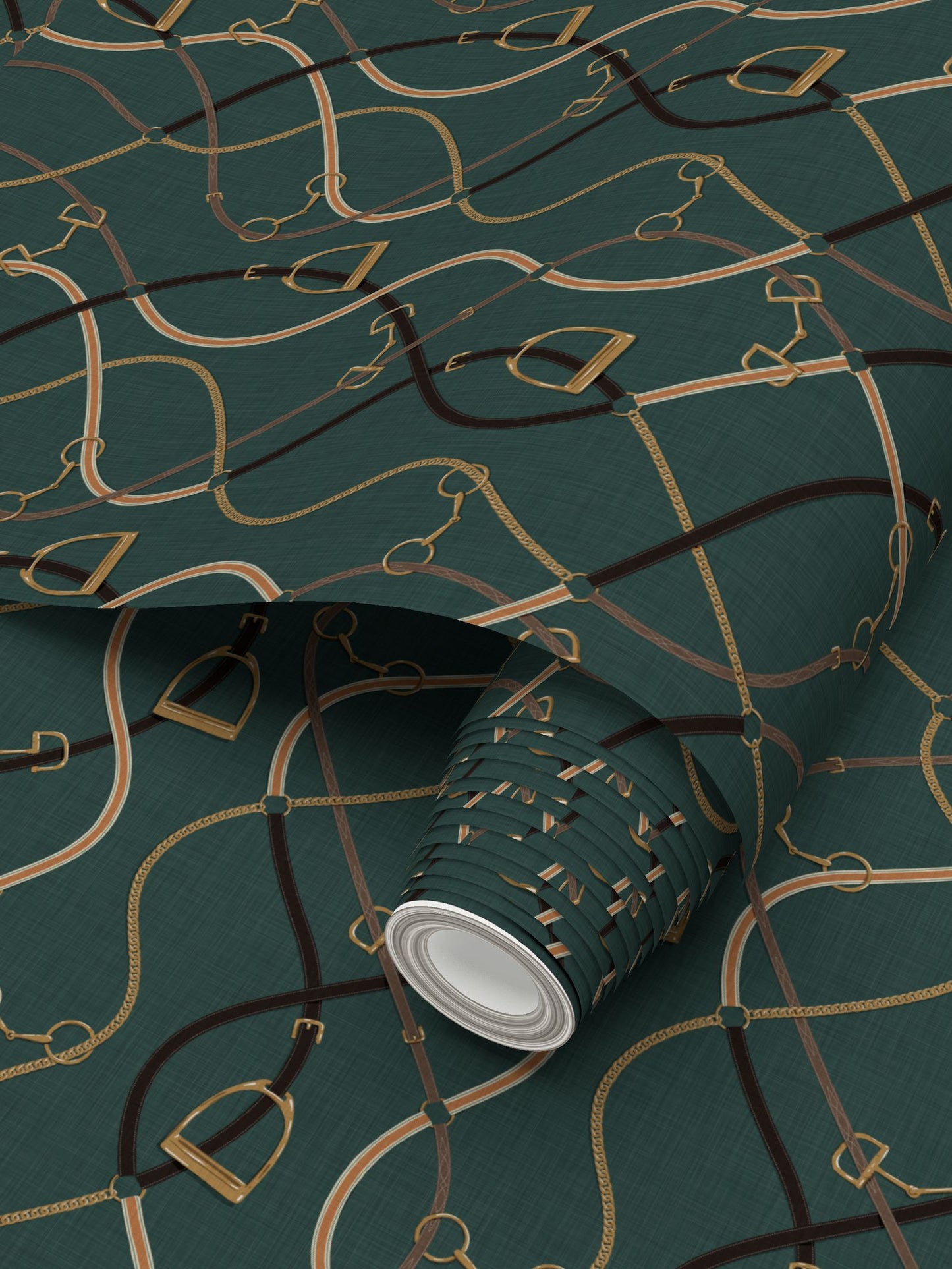 Foxcroft Equestrian Wallpaper in Juniper Green