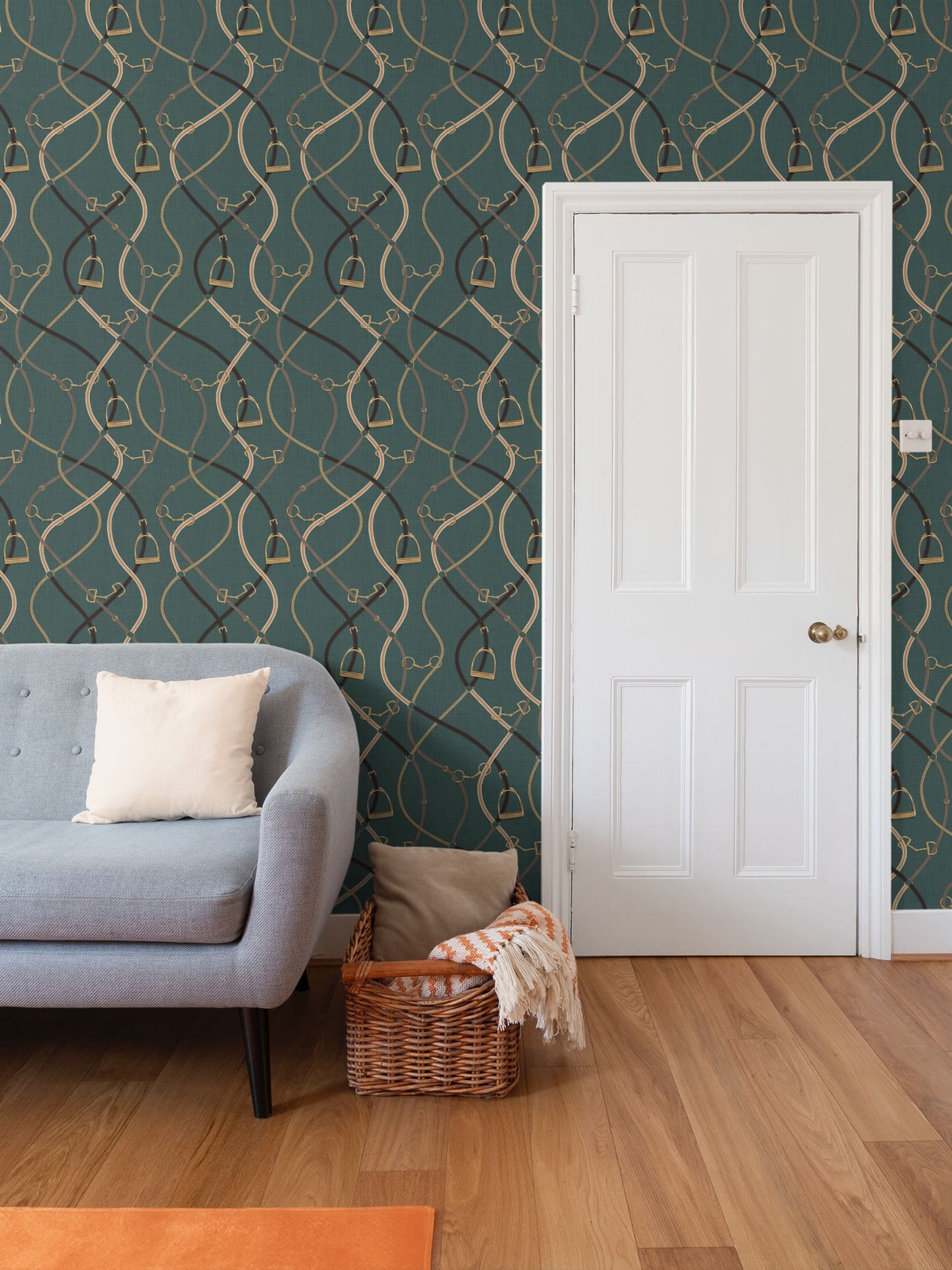 Foxcroft Equestrian Wallpaper in Juniper Green