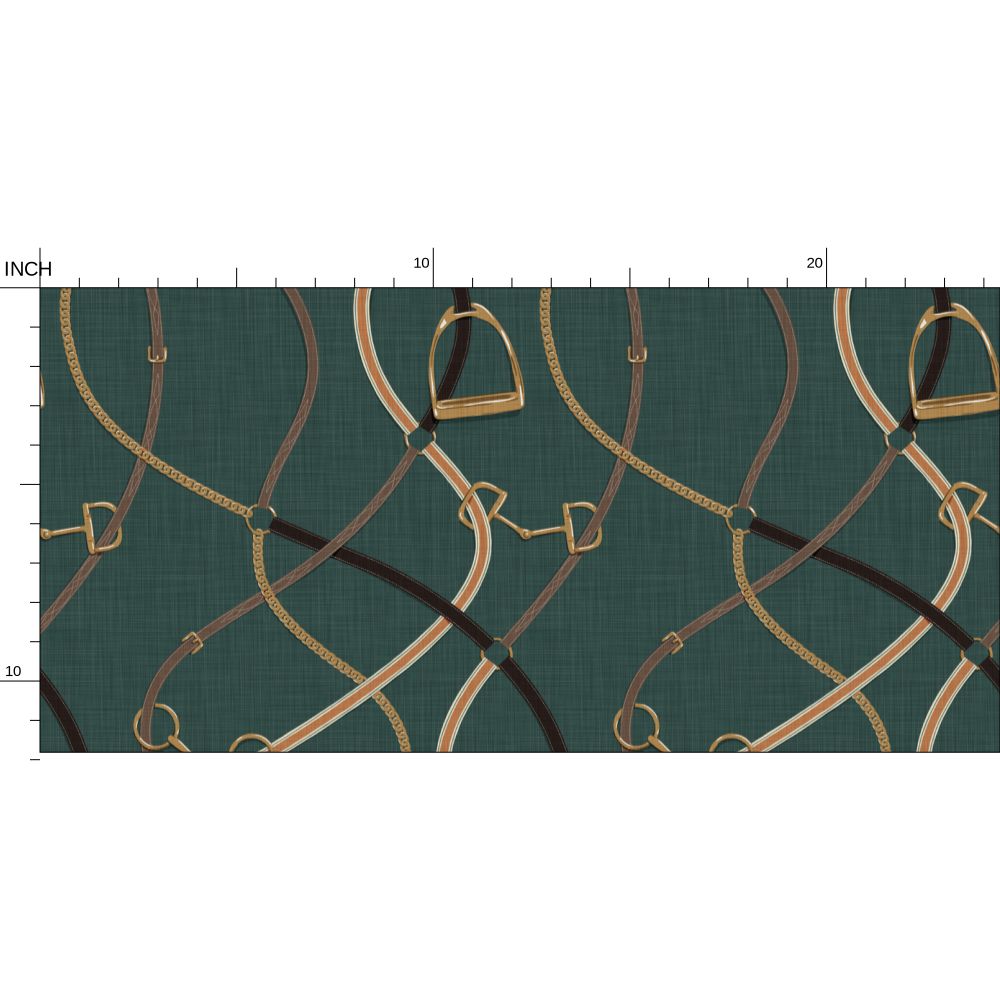 Foxcroft Equestrian Wallpaper in Juniper Green