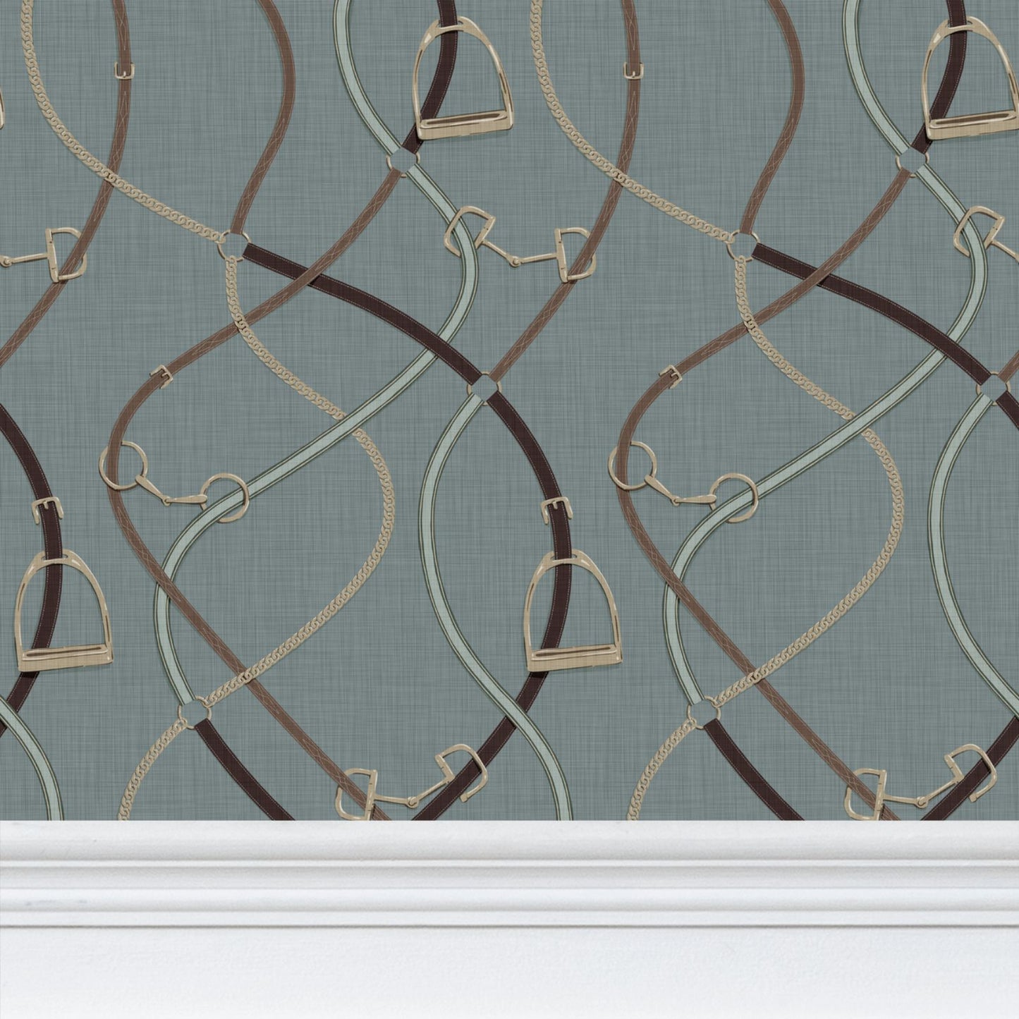 Foxcroft Equestrian Wallpaper in Misty Fern Green