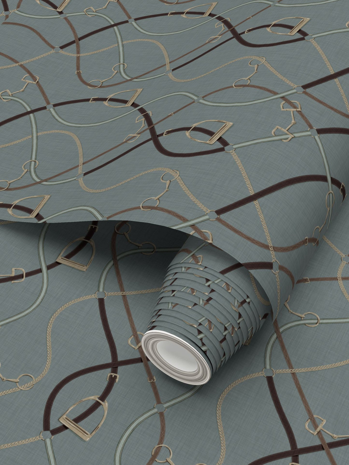 Foxcroft Equestrian Wallpaper in Misty Fern Green