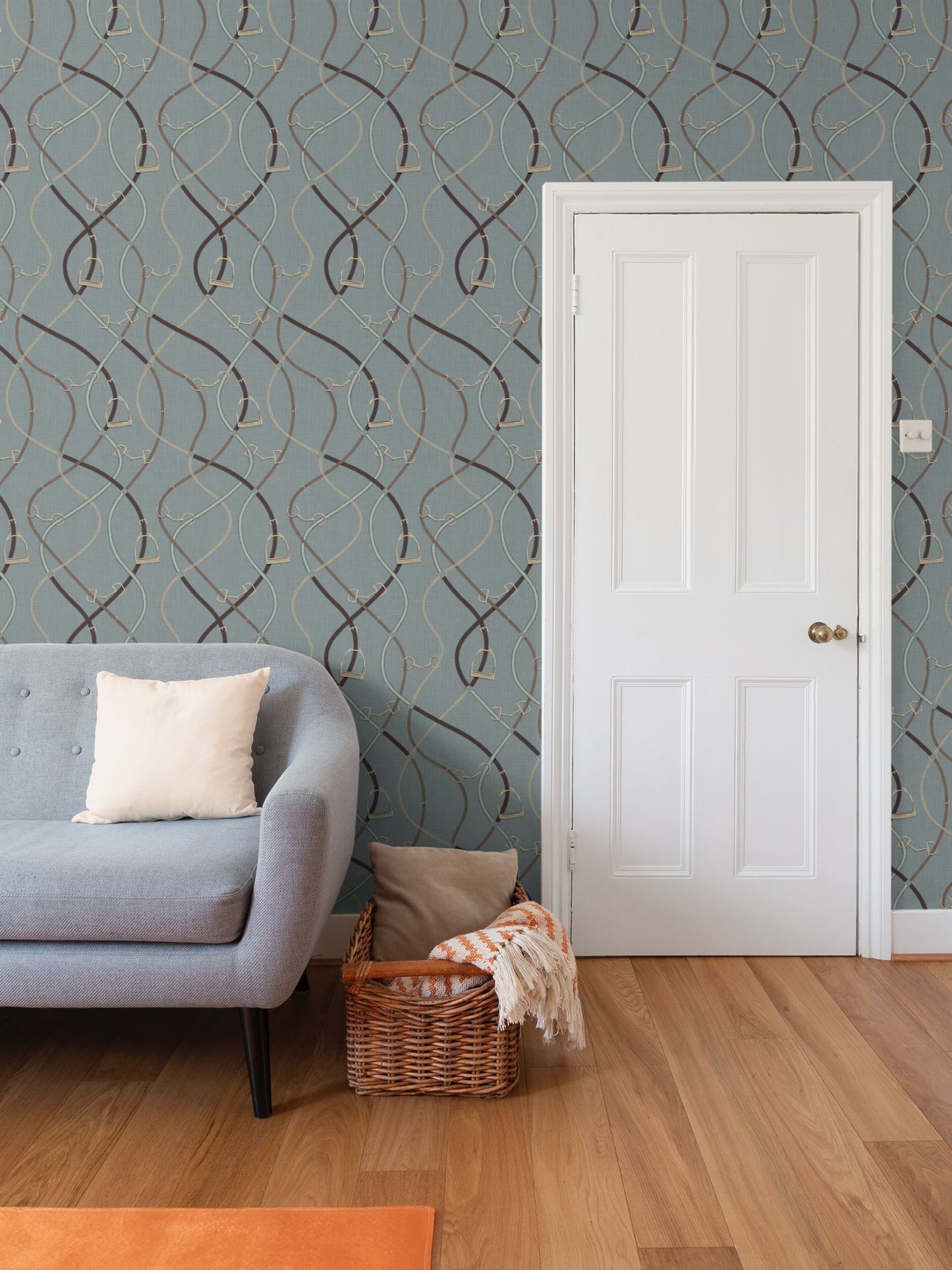 Foxcroft Equestrian Wallpaper in Misty Fern Green
