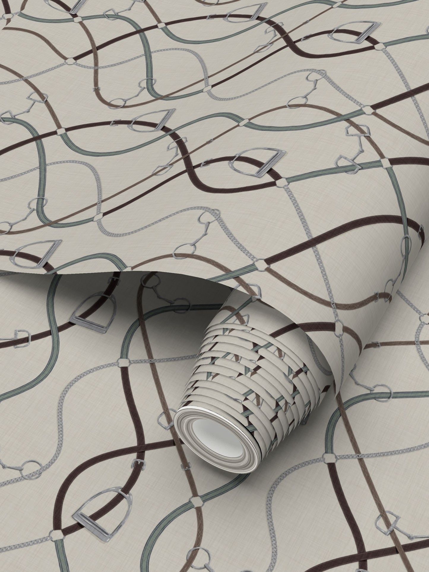 Foxcroft Equestrian Wallpaper in Silver Sage