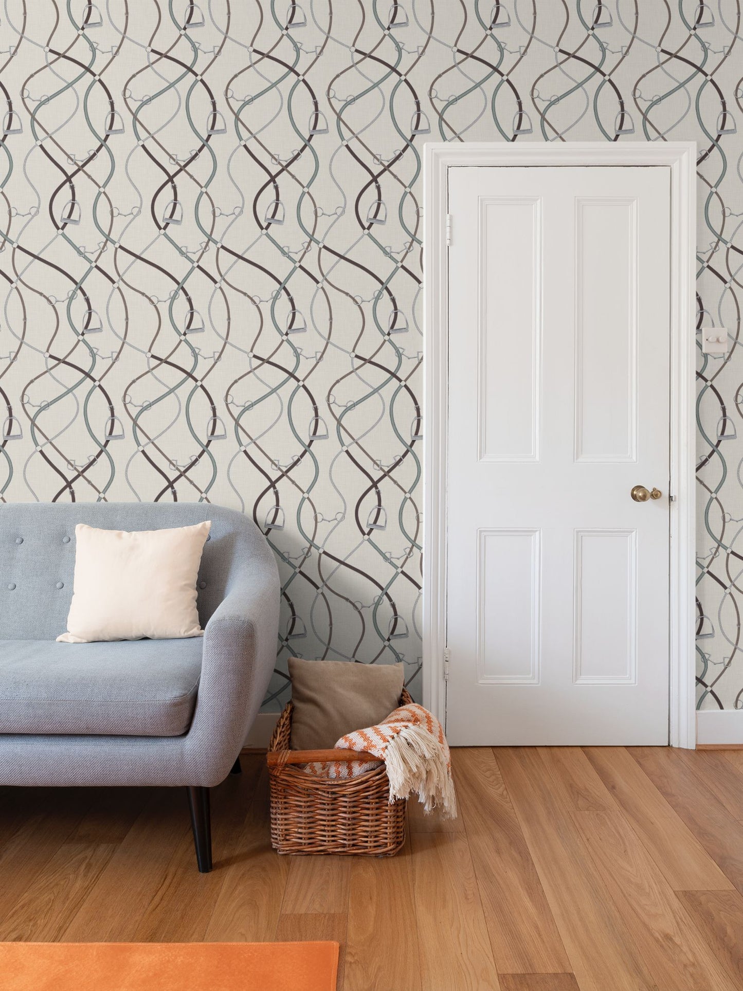Foxcroft Equestrian Wallpaper in Silver Sage