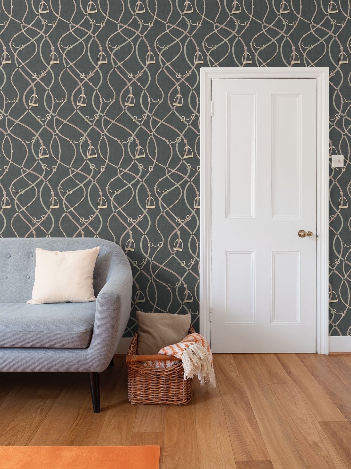 Foxcroft Equestrian Wallpaper in Forest Deep and Gold
