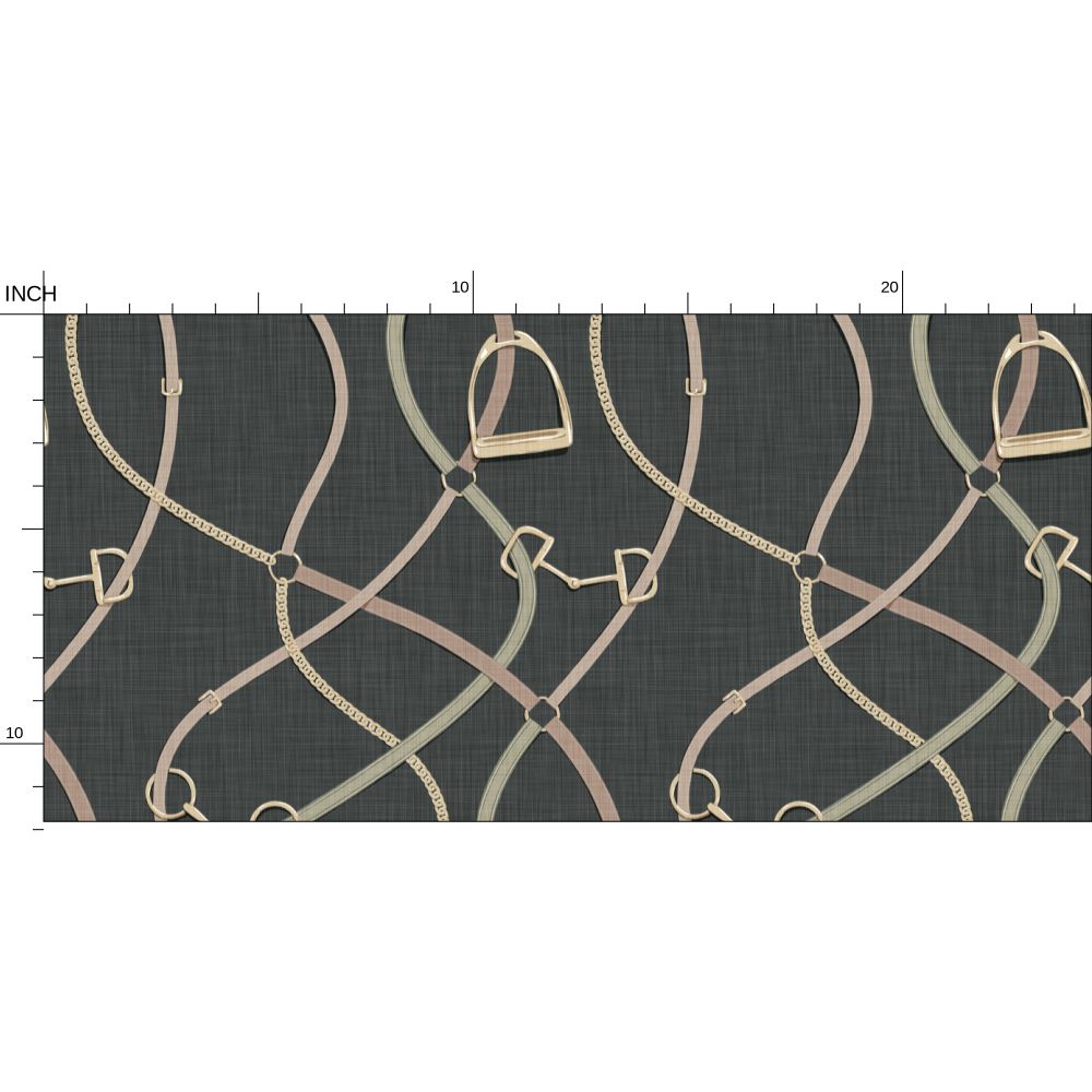 Foxcroft Equestrian Wallpaper in Forest Deep and Gold