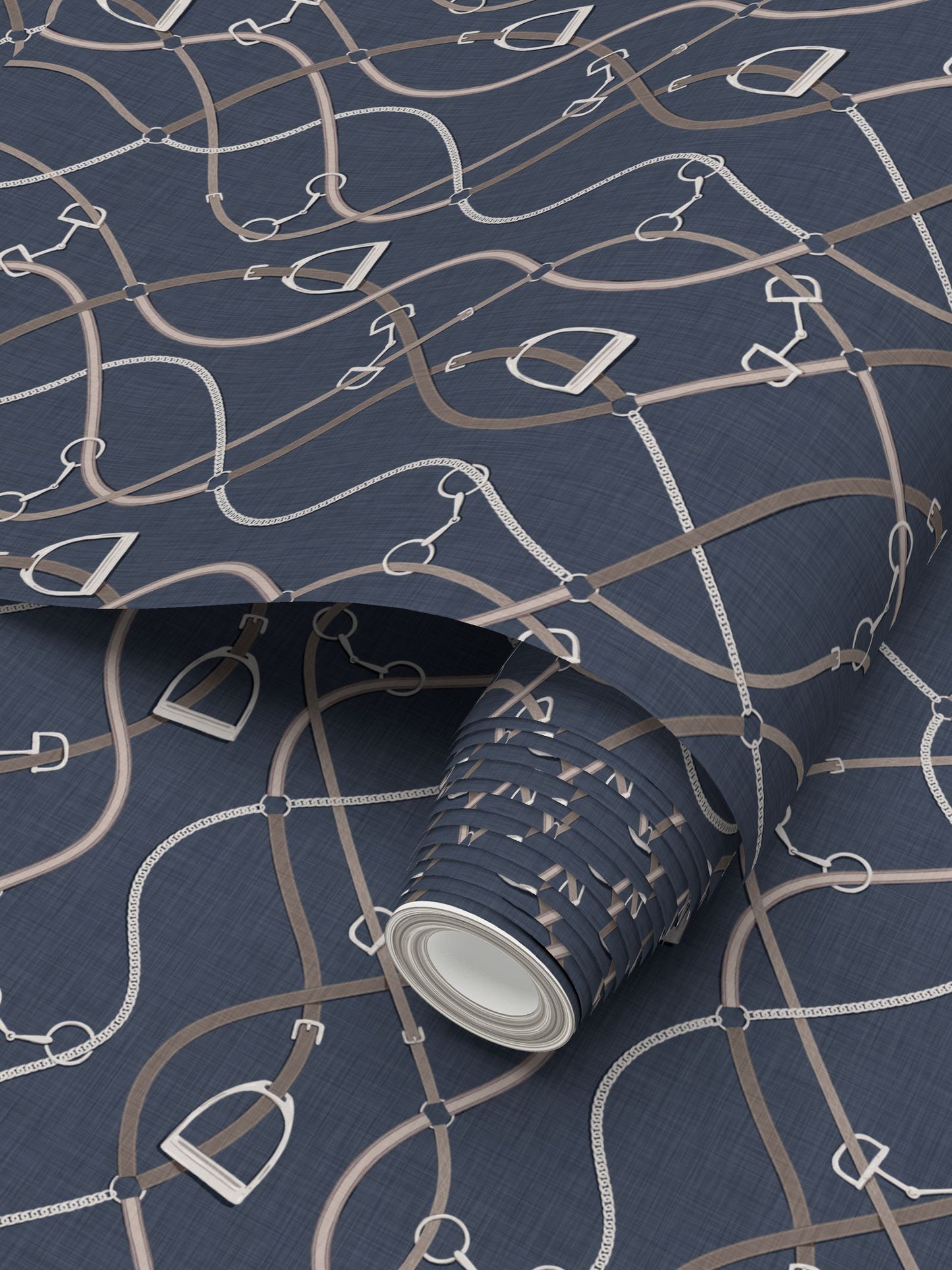 Foxcroft Equestrian Wallpaper in Navy Blue