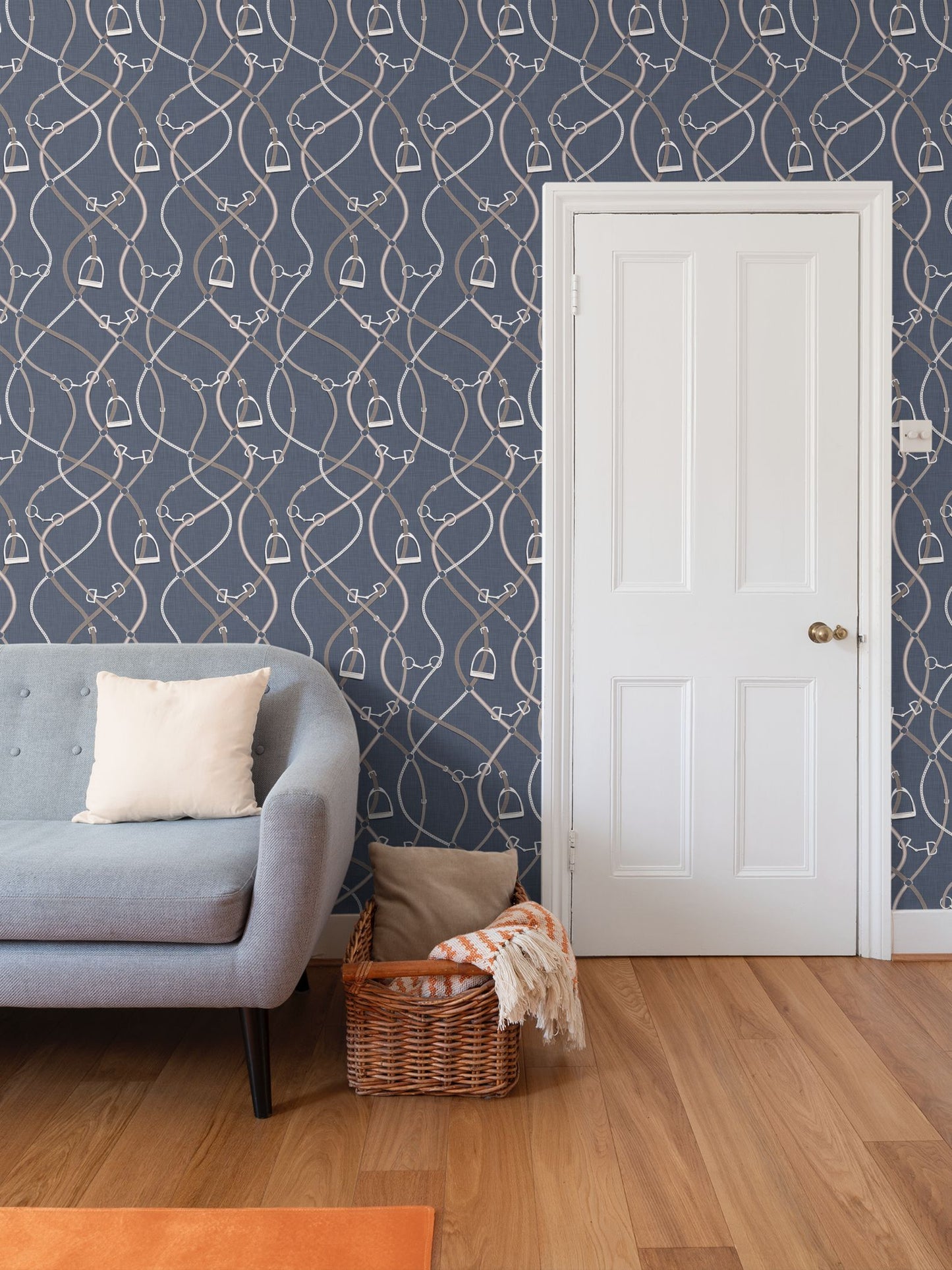 Foxcroft Equestrian Wallpaper in Navy Blue