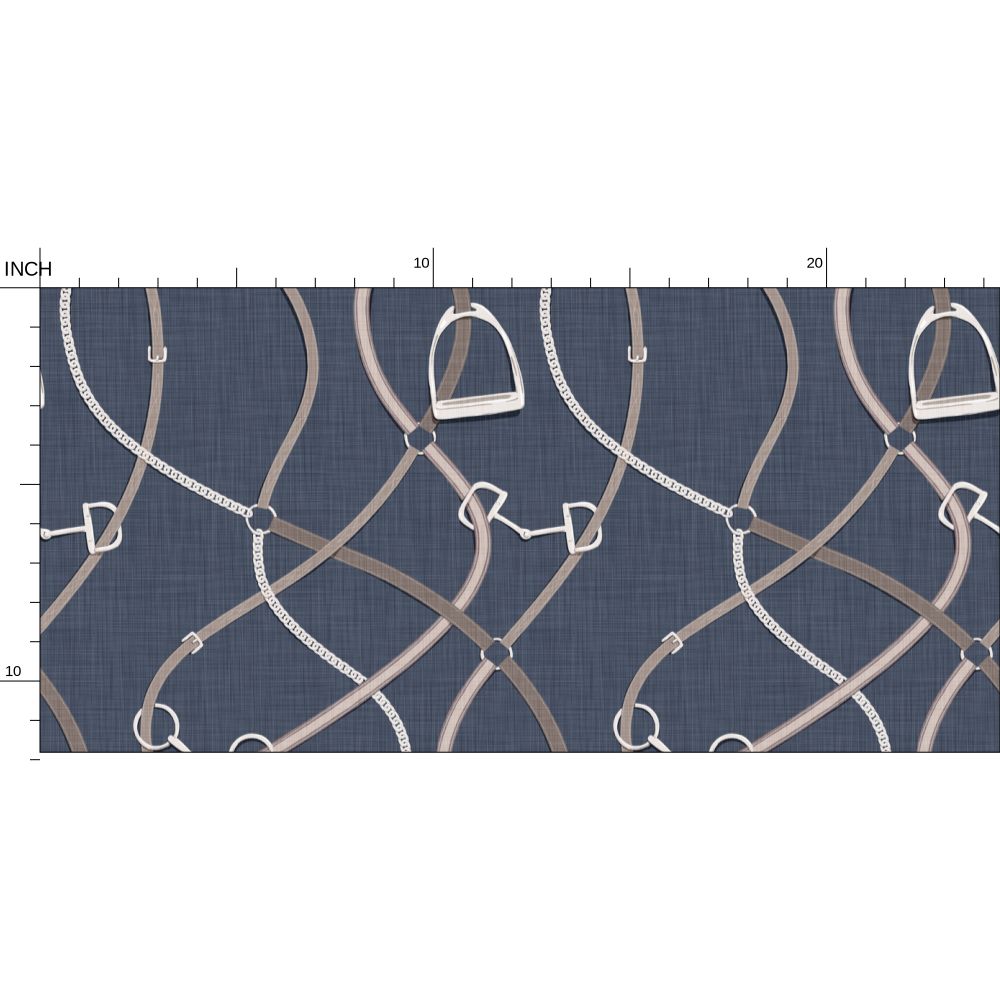 Foxcroft Equestrian Wallpaper in Navy Blue