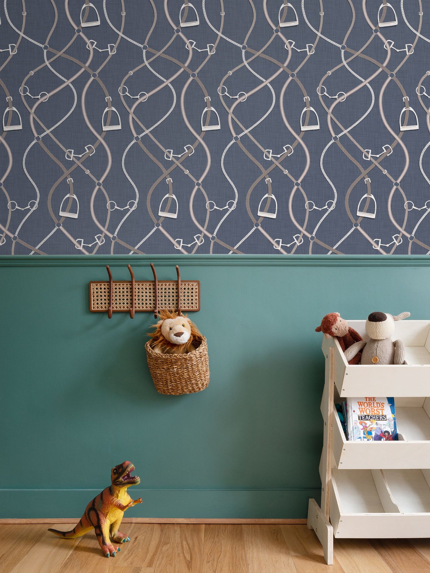 Foxcroft Equestrian Wallpaper in Navy Blue