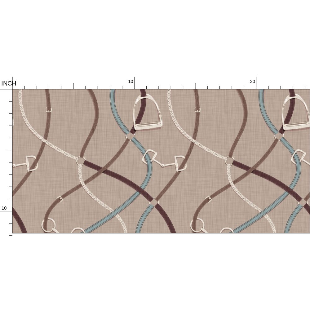 Foxcroft Equestrian Wallpaper in Taupe and Mahogany