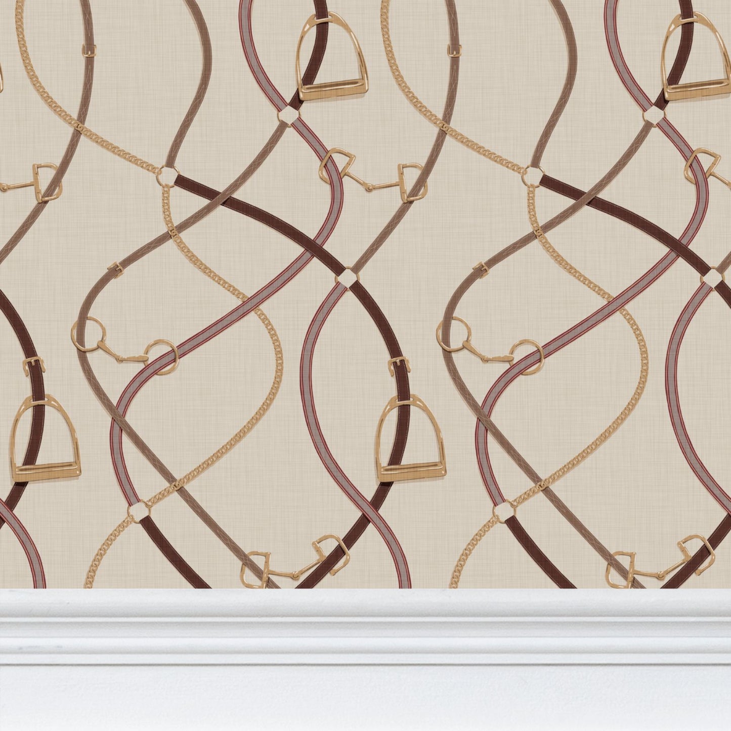 Foxcroft Equestrian Wallpaper in Wheat Berry