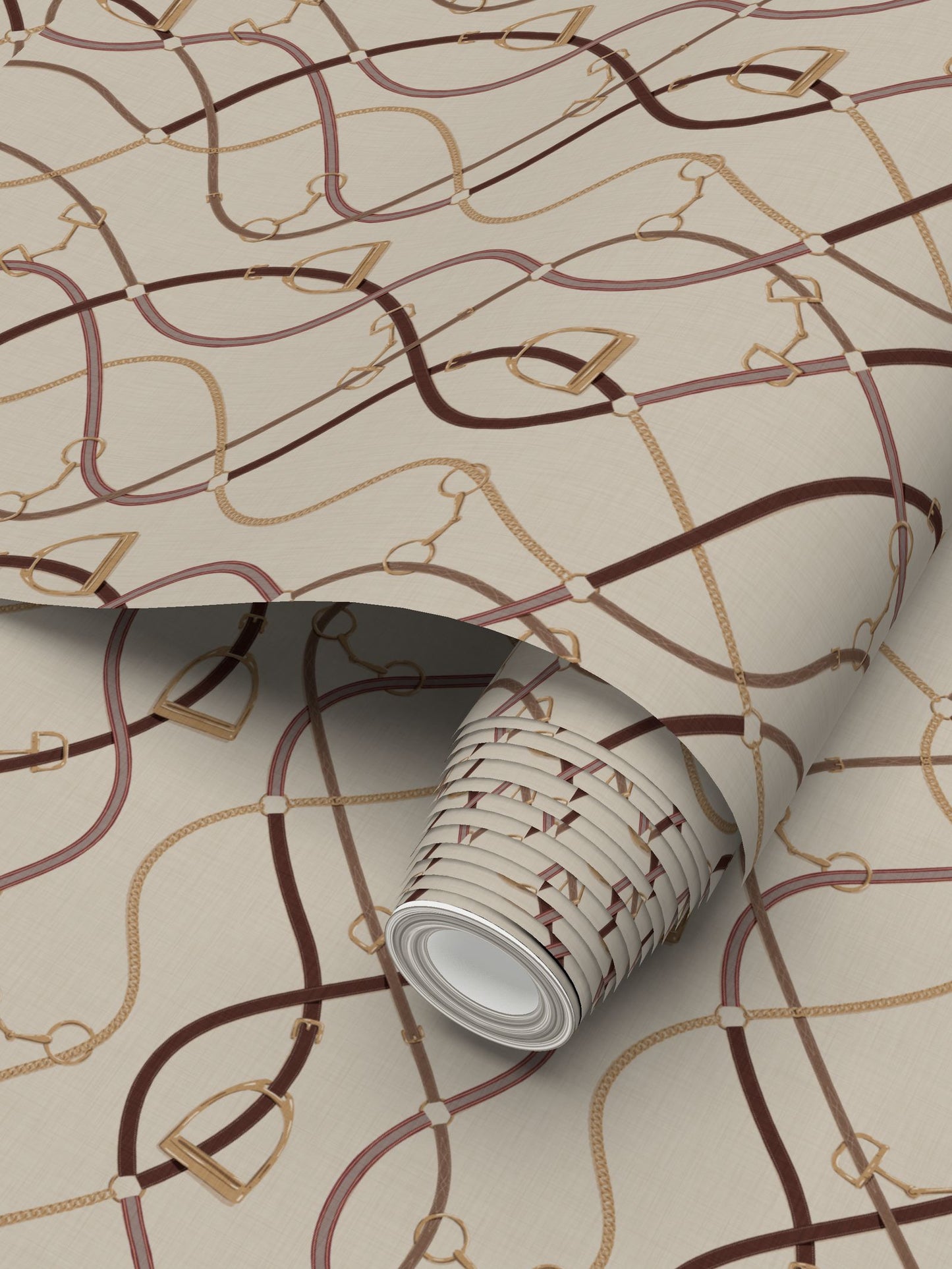 Foxcroft Equestrian Wallpaper in Wheat Berry