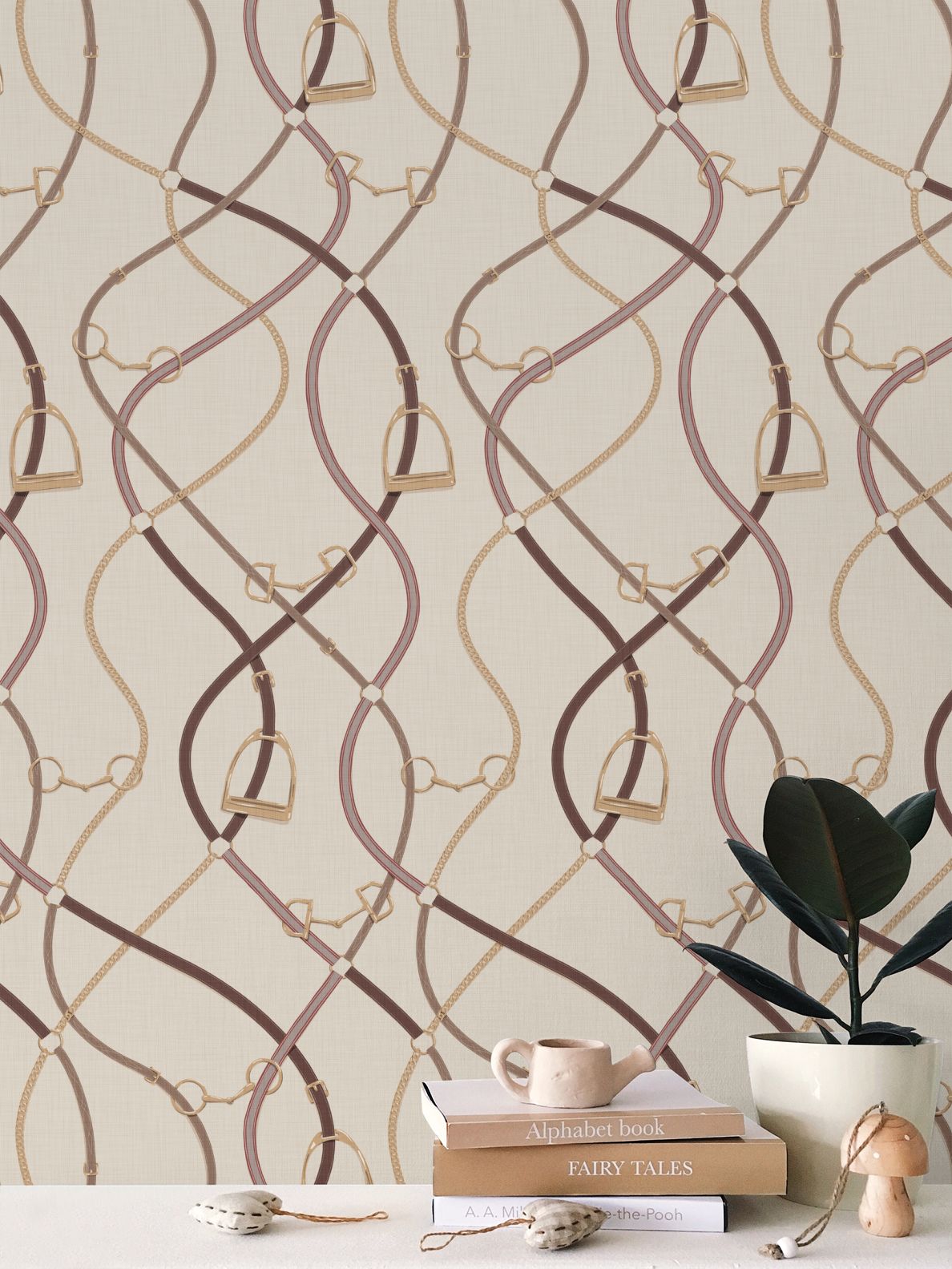 Foxcroft Equestrian Wallpaper in Wheat Berry