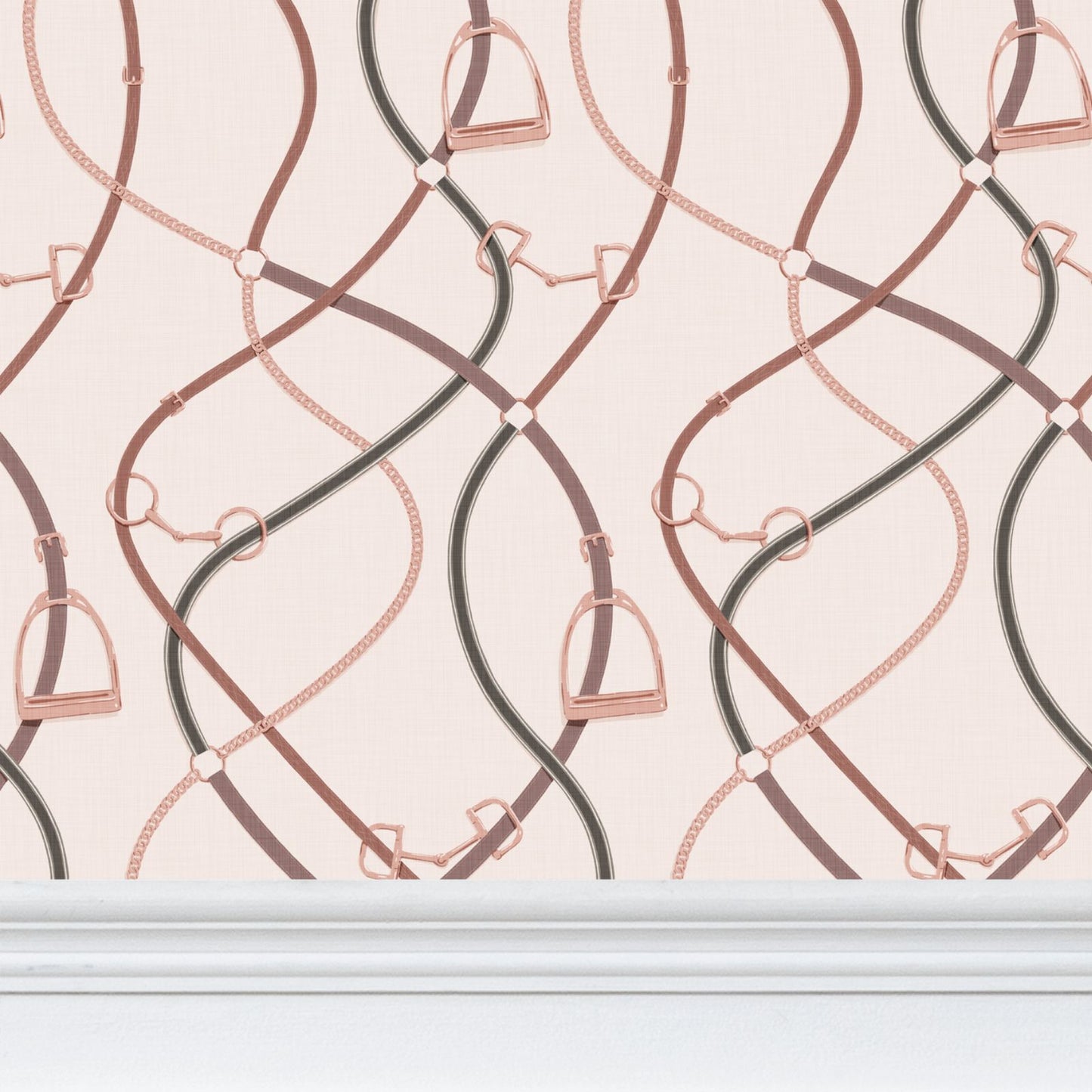 Foxcroft Equestrian Wallpaper in Rose Gold