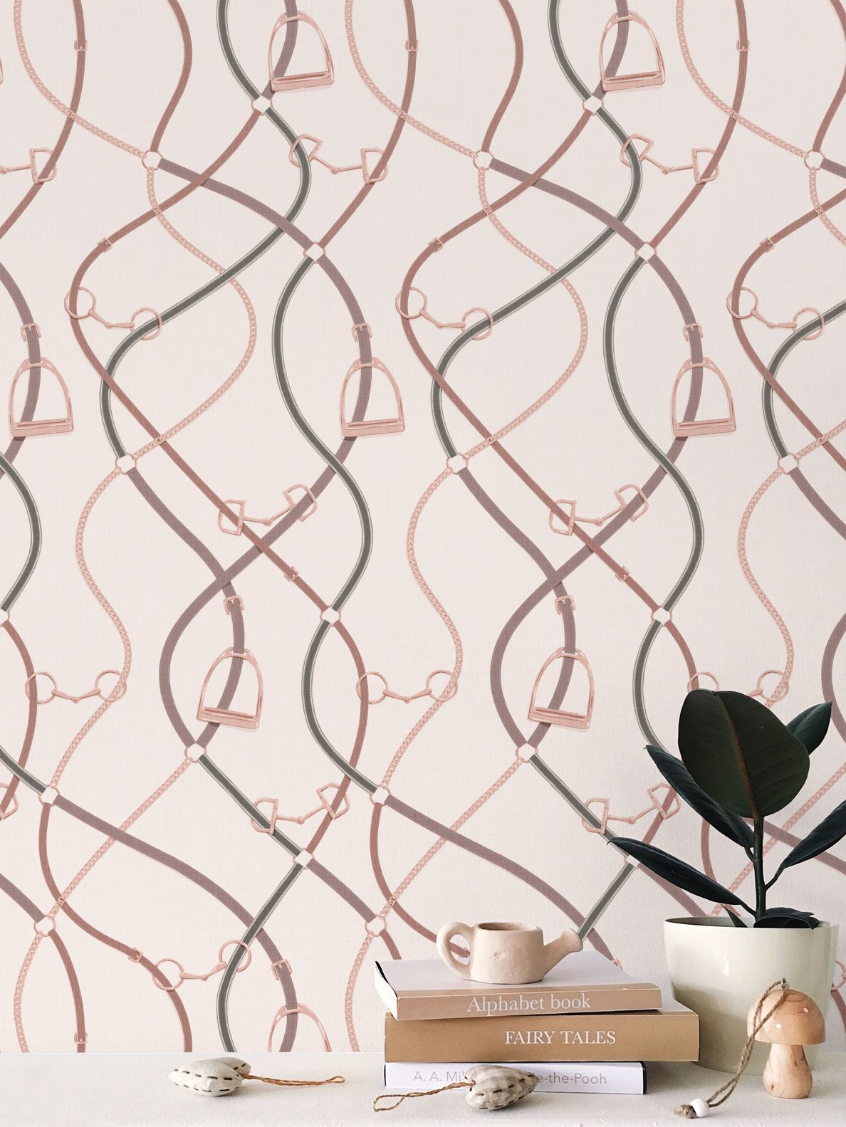 Foxcroft Equestrian Wallpaper in Rose Gold