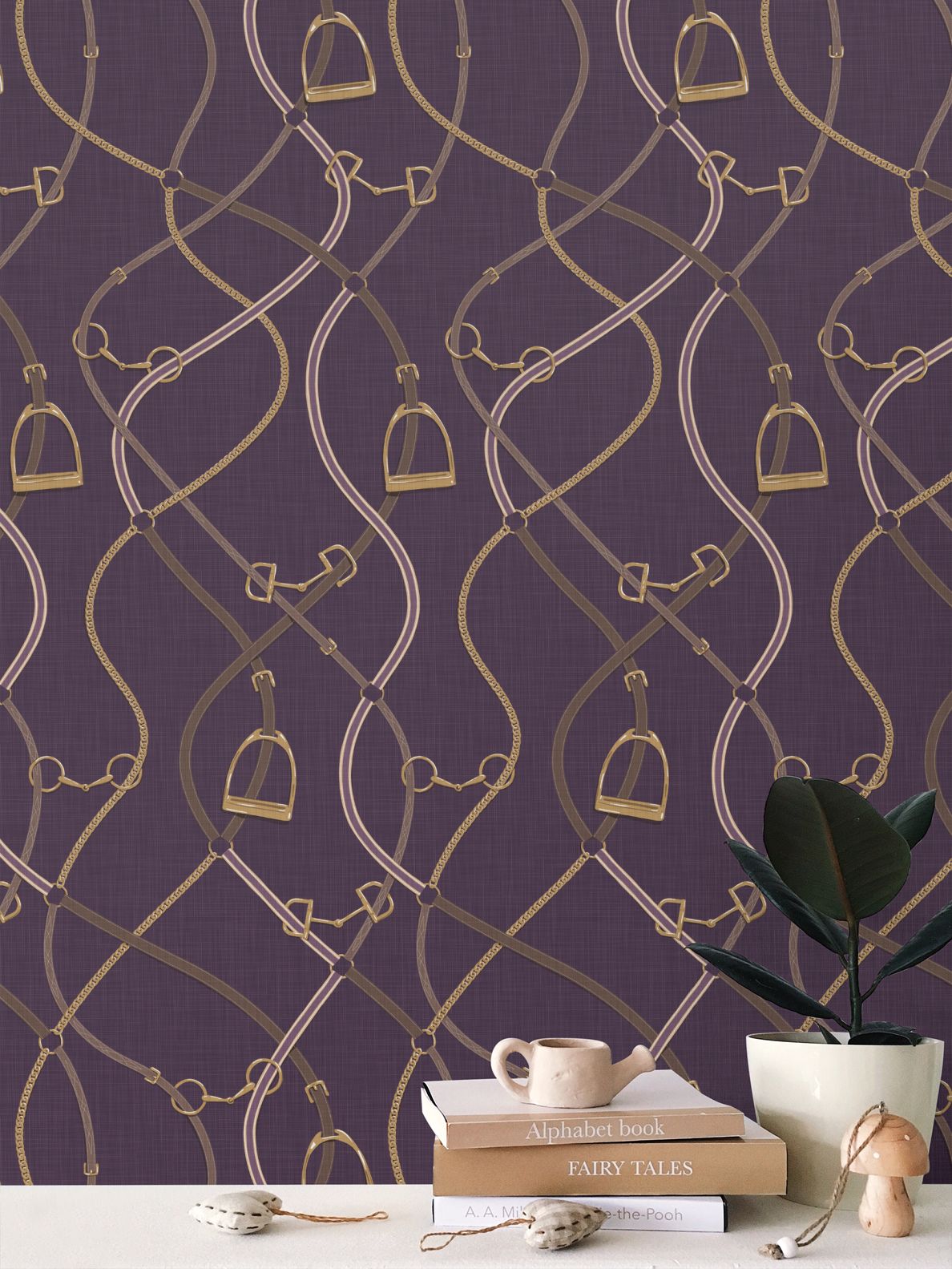 Foxcroft Equestrian Wallpaper in Violet
