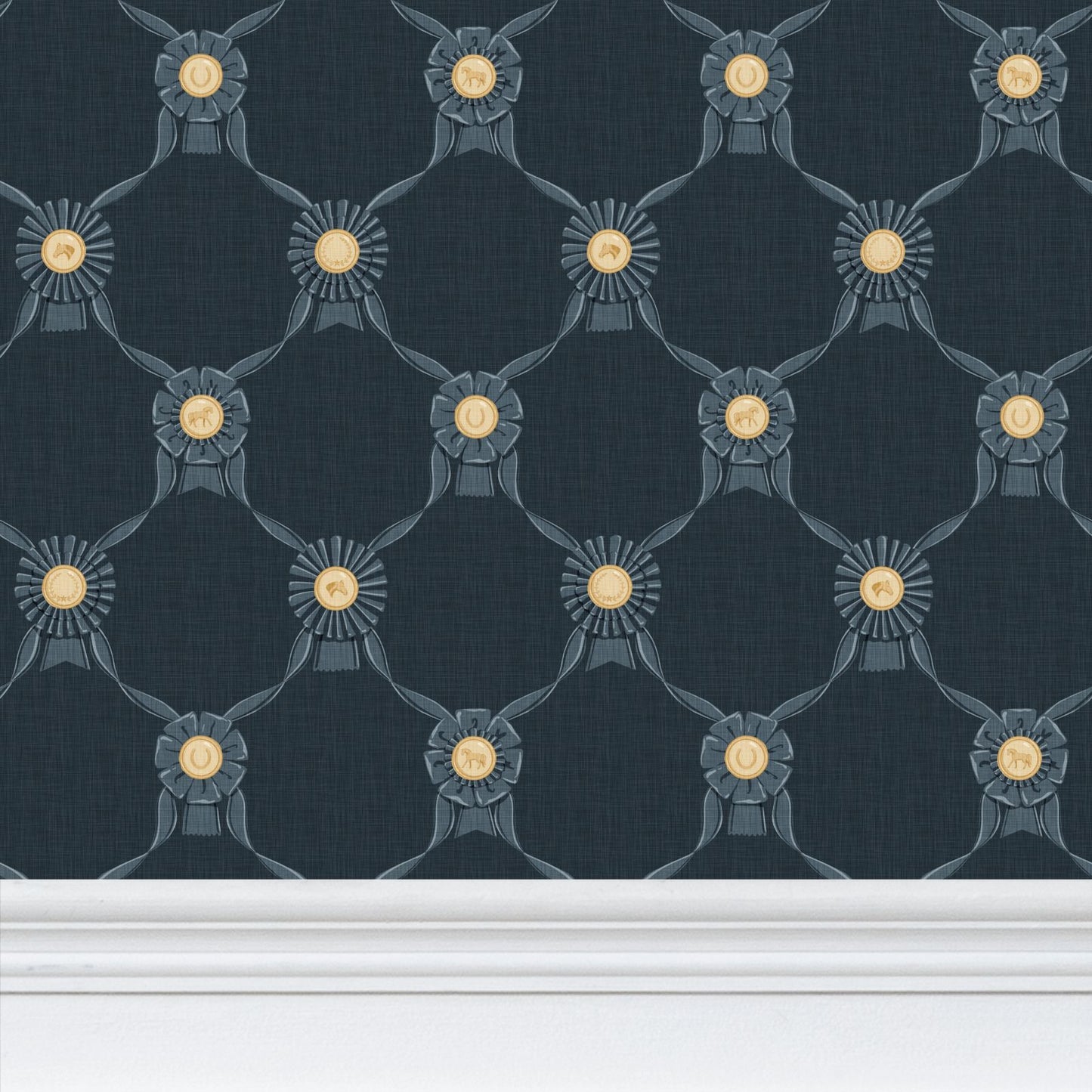 Wallpaper – Rosette Horse Show Ribbons in Dutch Navy
