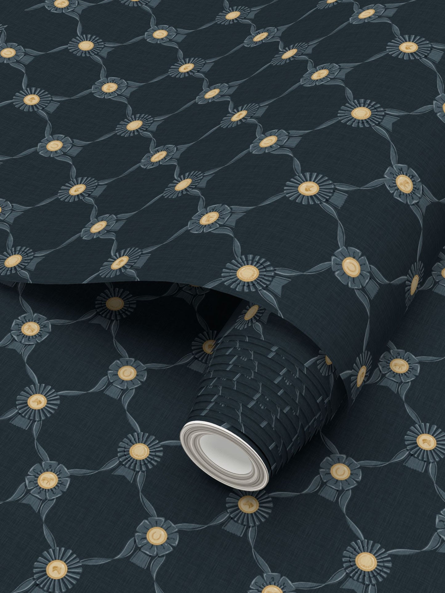 Wallpaper – Rosette Horse Show Ribbons in Dutch Navy