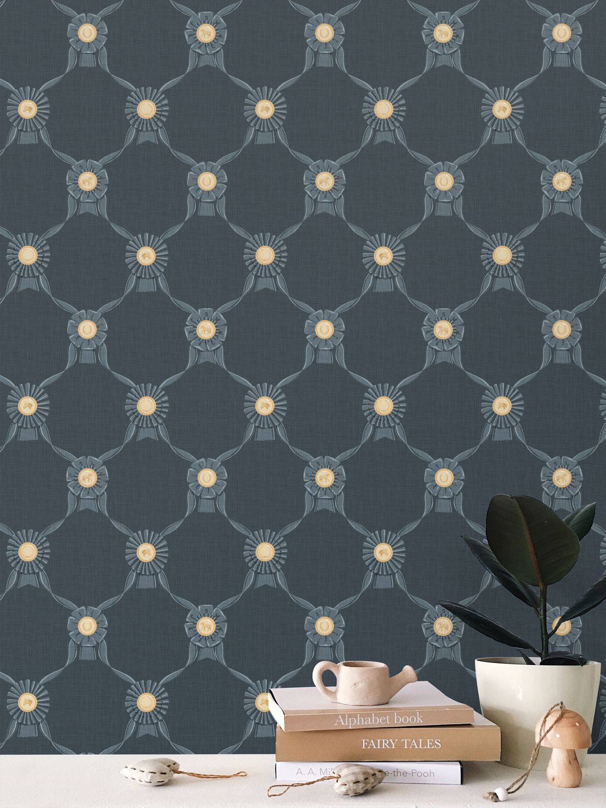 Wallpaper – Rosette Horse Show Ribbons in Dutch Navy