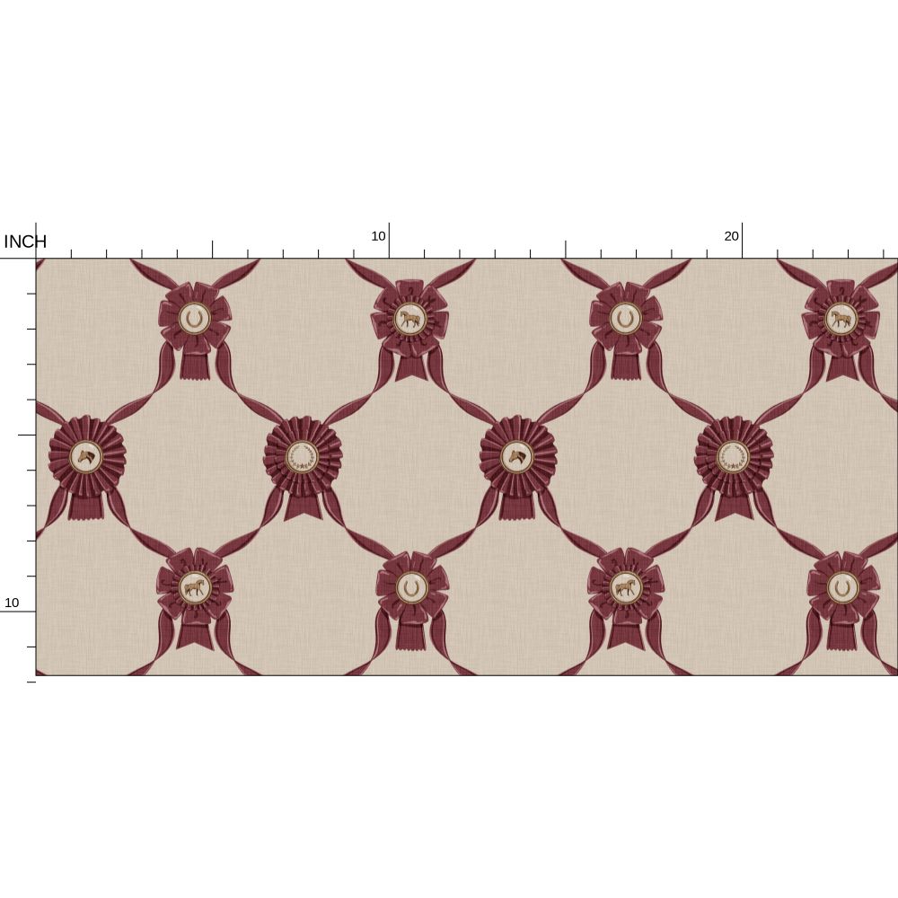 Wallpaper – Rosette Horse Show Ribbons in Garnet Red