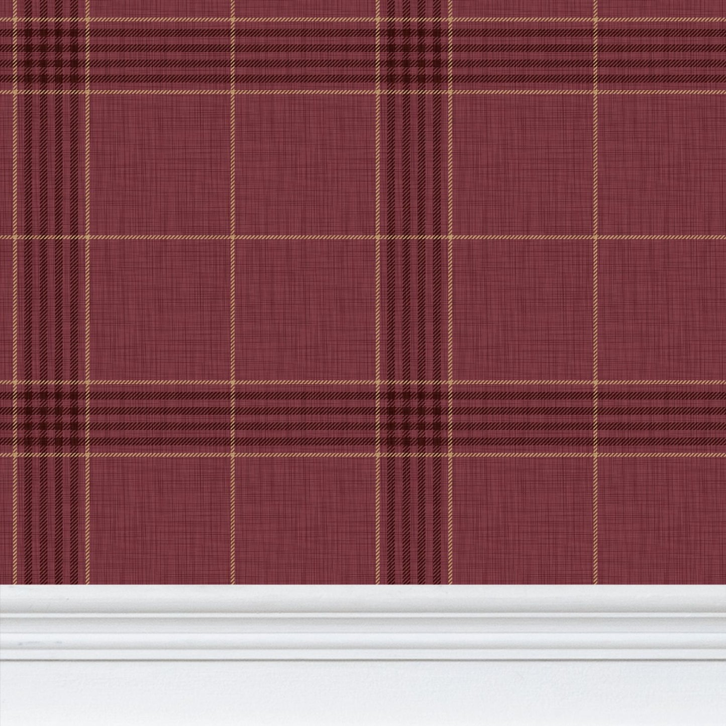 Wallpaper – Hollis Tartan Plaid in Garnet and Gold