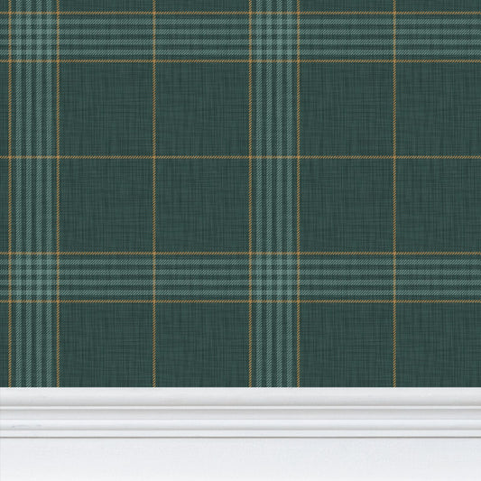 Wallpaper – Hollis Tartan Plaid in Juniper Green