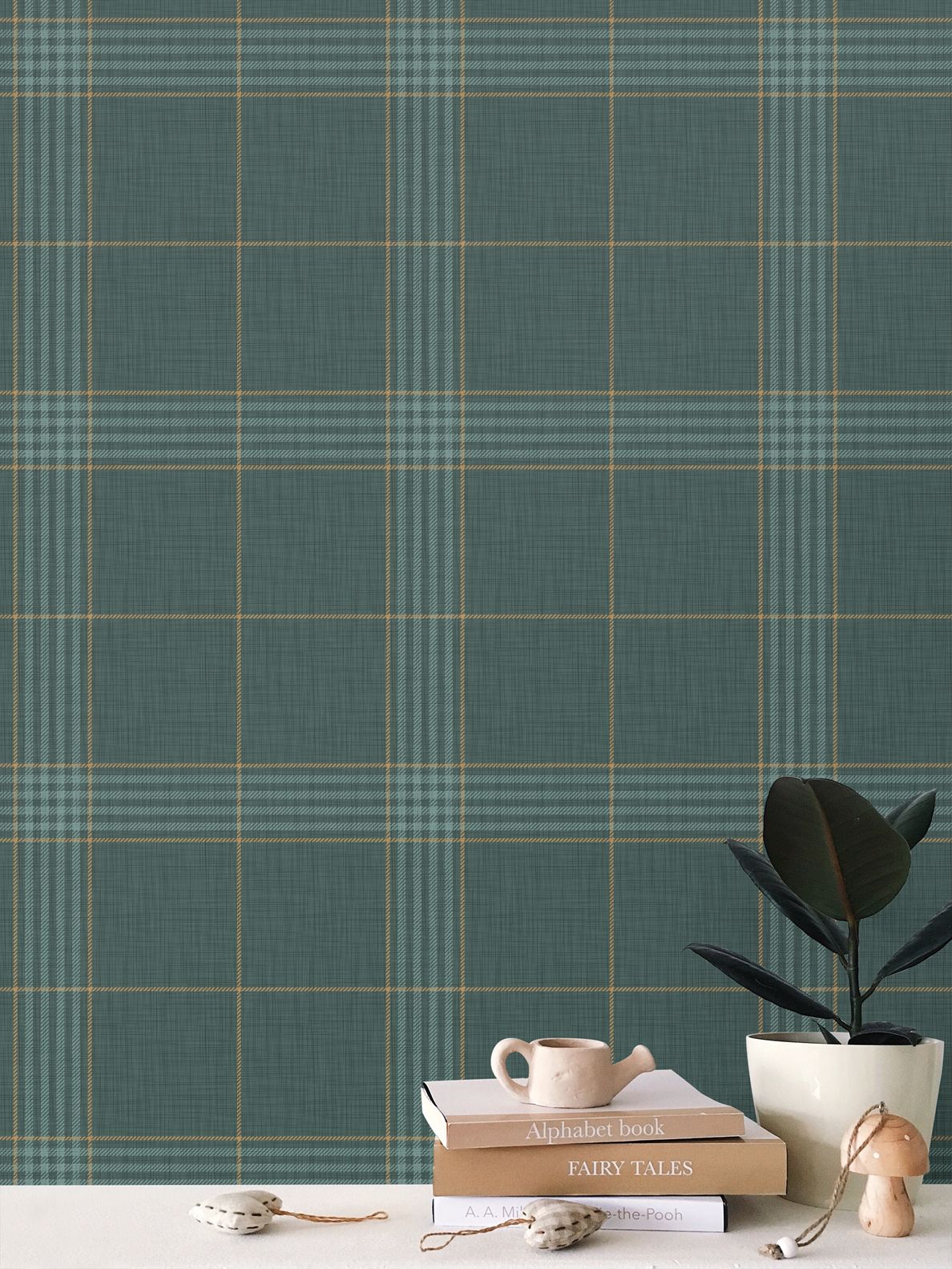 Wallpaper – Hollis Tartan Plaid in Juniper Green