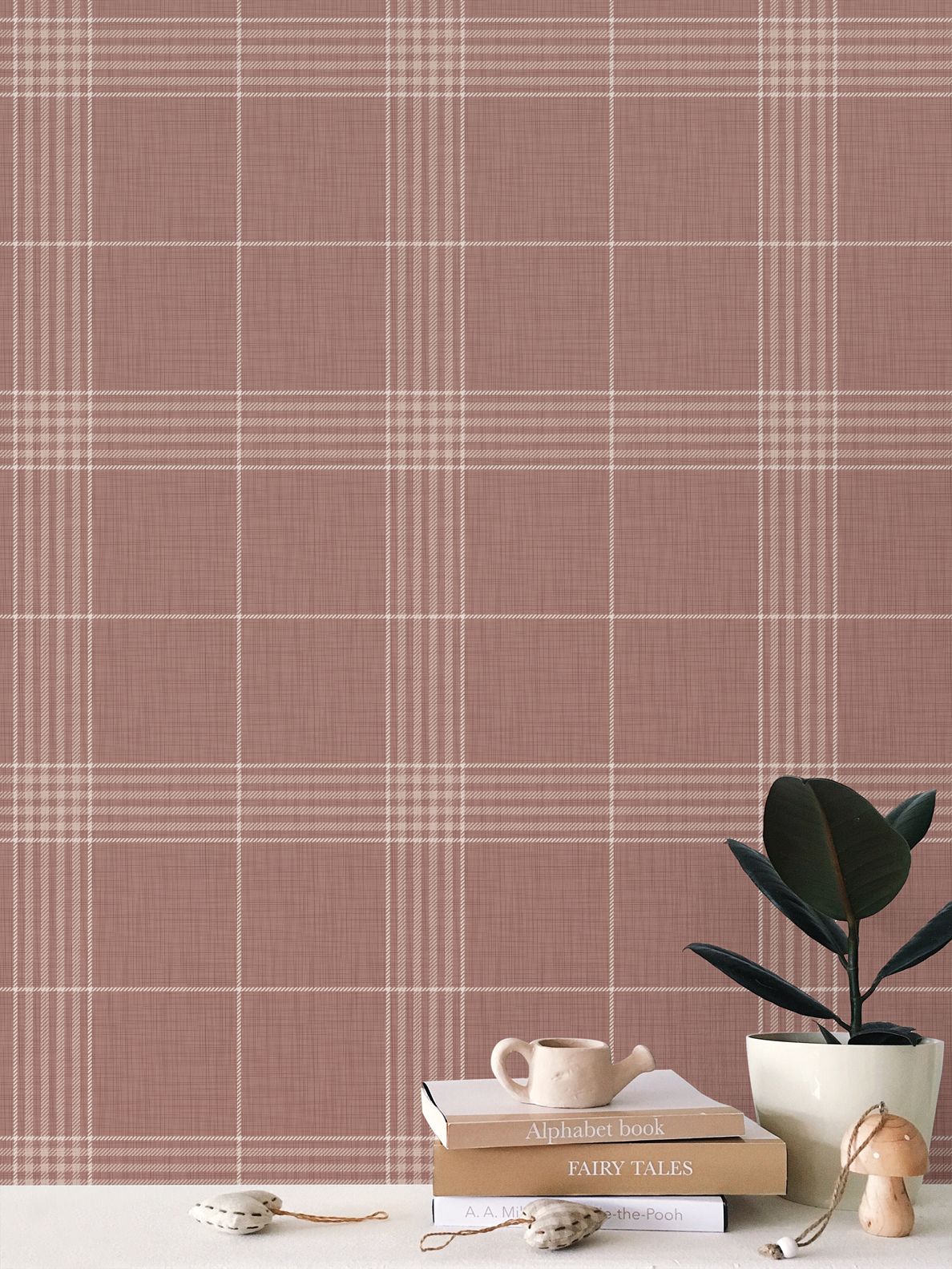 Wallpaper – Hollis Tartan Plaid in Canyon Red
