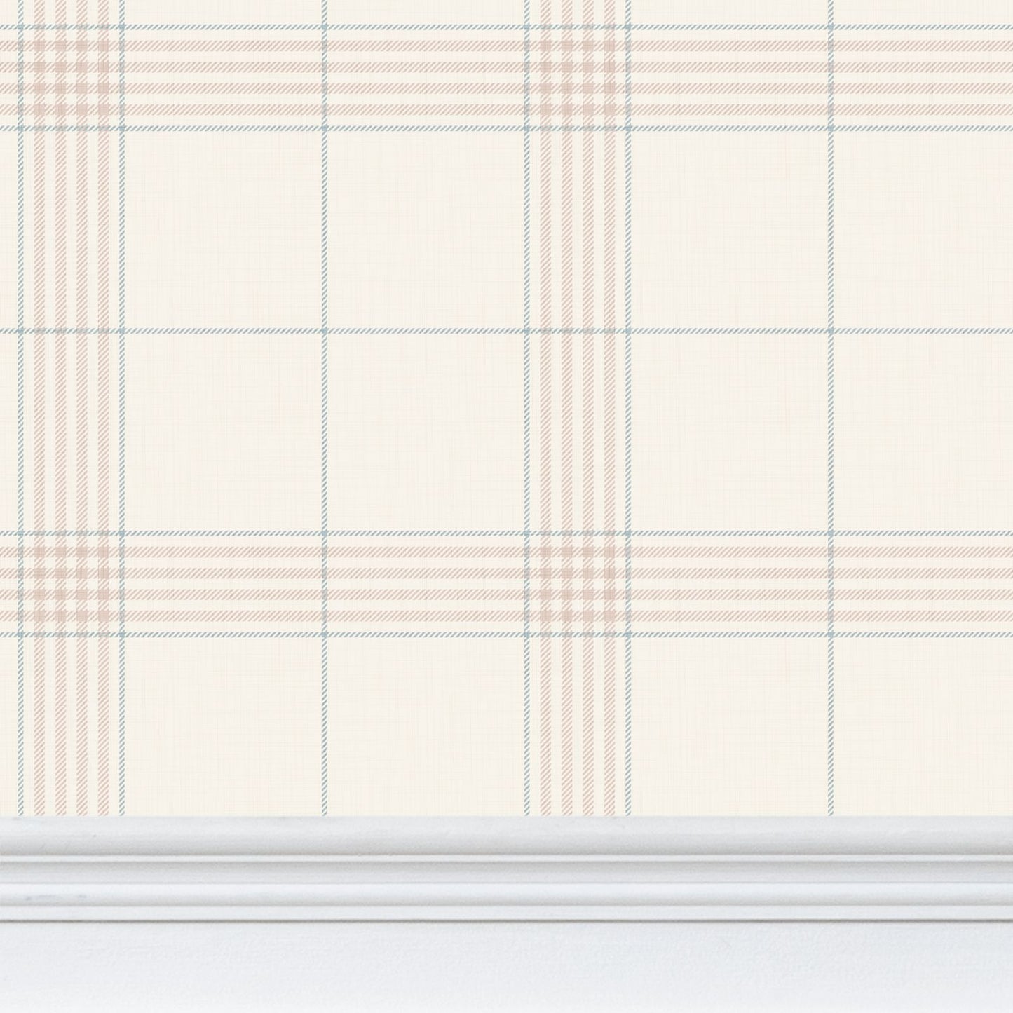 Wallpaper – Hollis Tartan Plaid in Plaster Pink and Sky Blue