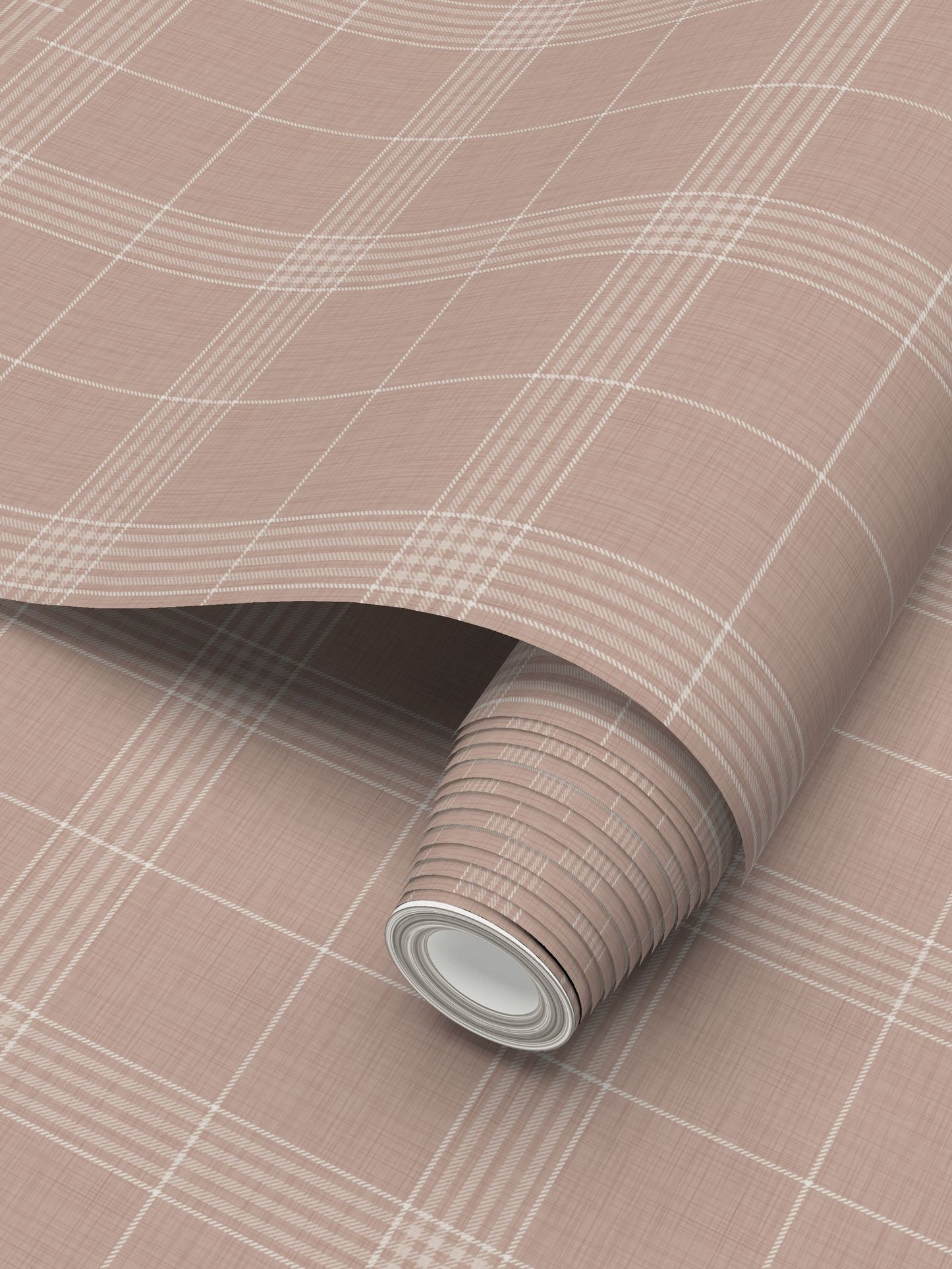 Wallpaper – Hollis Tartan Plaid in Pink Sands