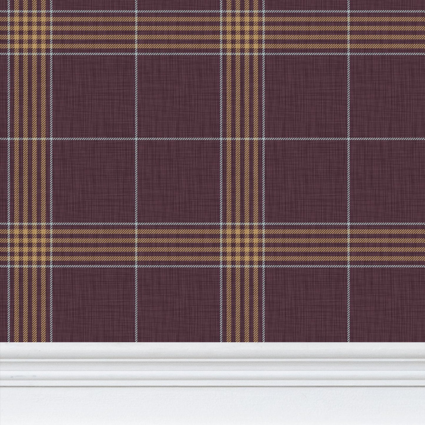 Wallpaper – Hollis Tartan Plaid in Blackberry Wine