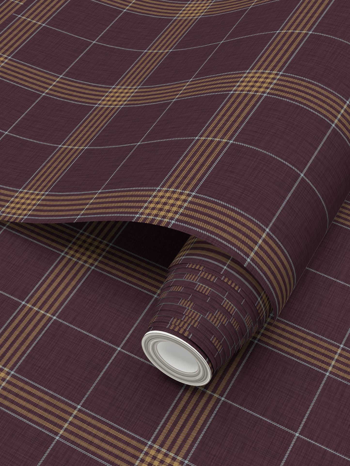 Wallpaper – Hollis Tartan Plaid in Blackberry Wine