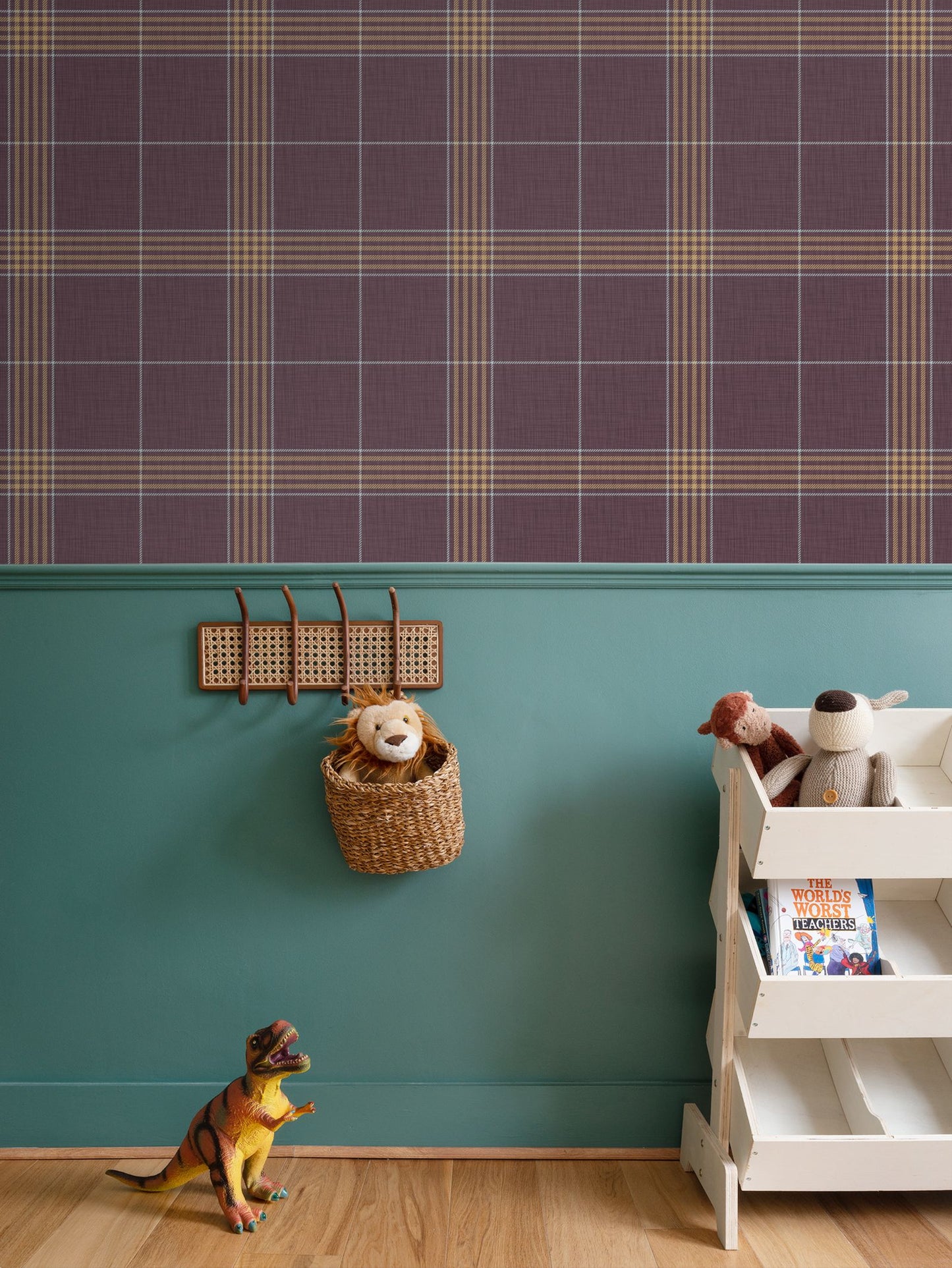 Wallpaper – Hollis Tartan Plaid in Blackberry Wine