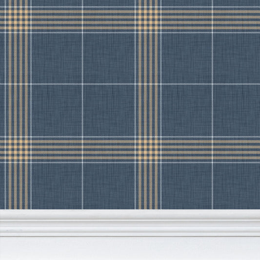 Wallpaper – Hollis Tartan Plaid in Blueberry