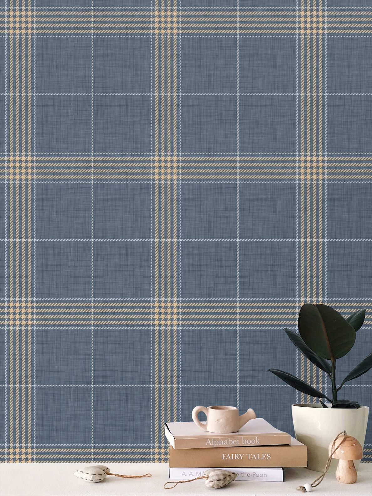 Wallpaper – Hollis Tartan Plaid in Blueberry